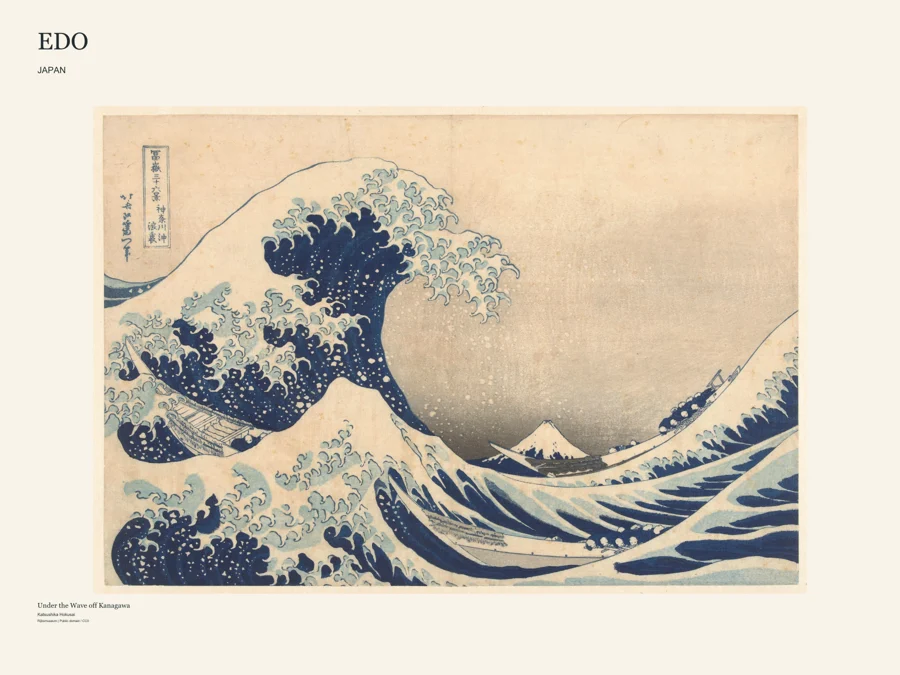 Edo art poster design featuring Under the Wave off Kanagawa