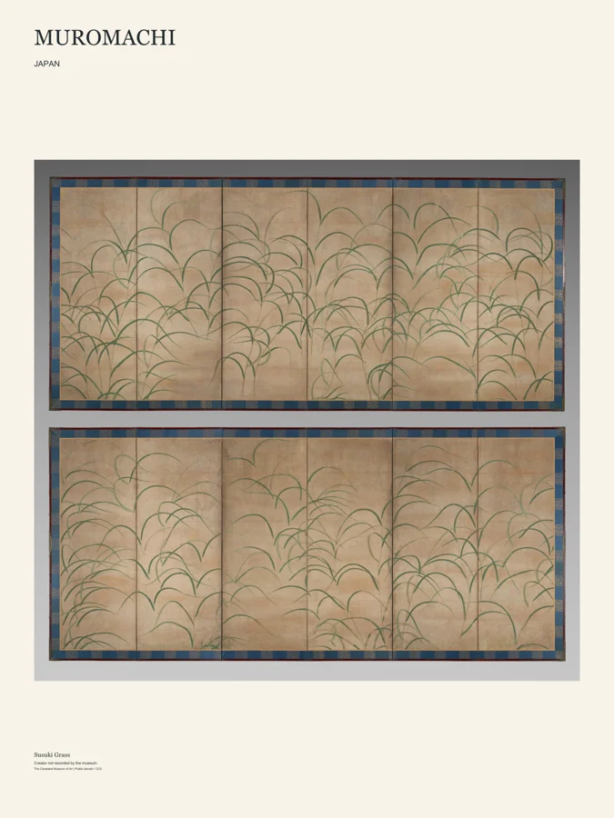 Muromachi art poster design featuring Susuki Grass